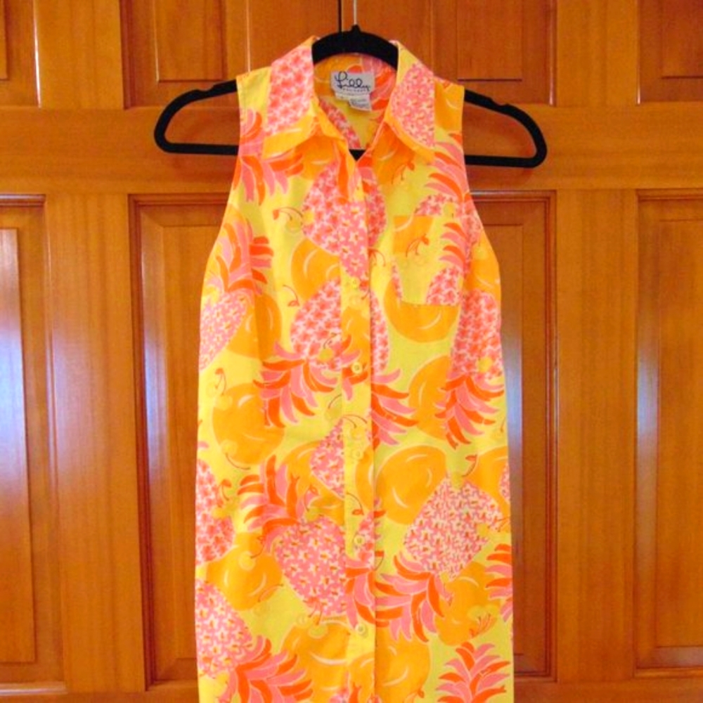 LILLY PULITIZER Pineapple Lined Shirt Dress